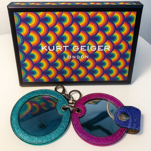 Kurt Geiger Metallic Leather Rainbow Mirror Keyring Charm NIB | Sold-Out - Picture 3 of 6